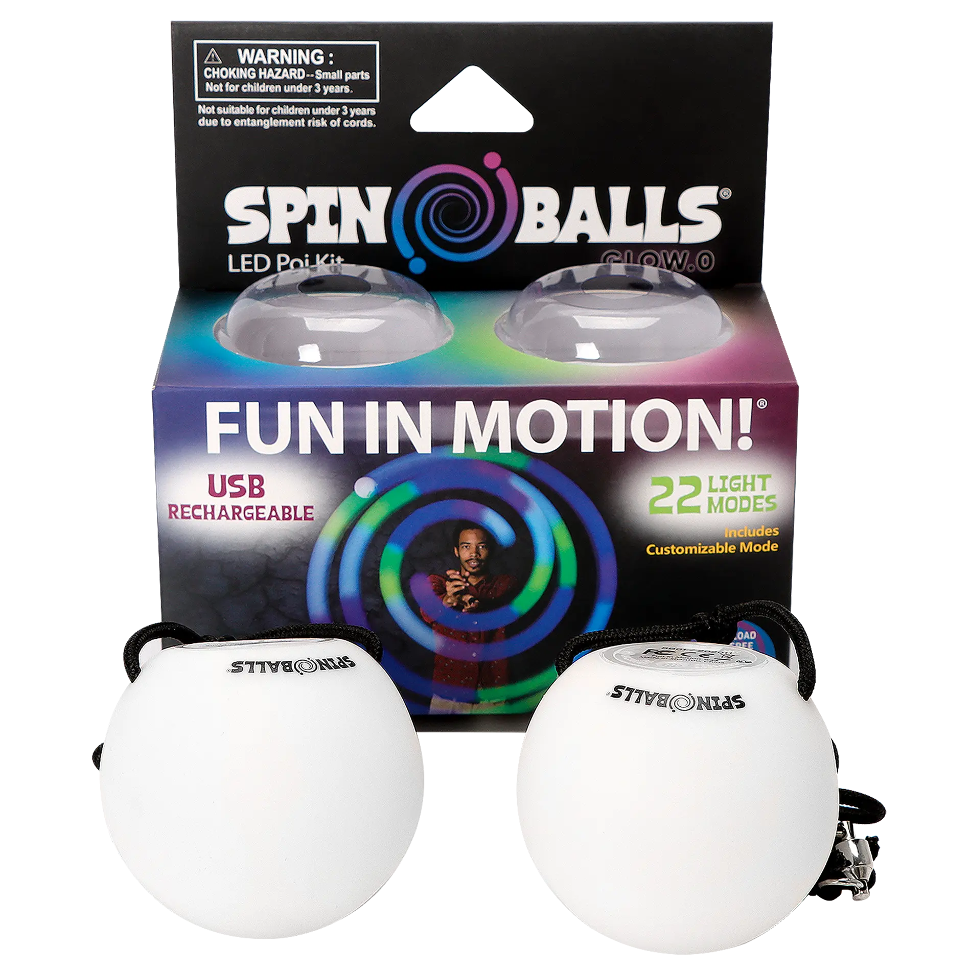 Spinballs Glow. 0 LED Rechargeable Poi Set U9