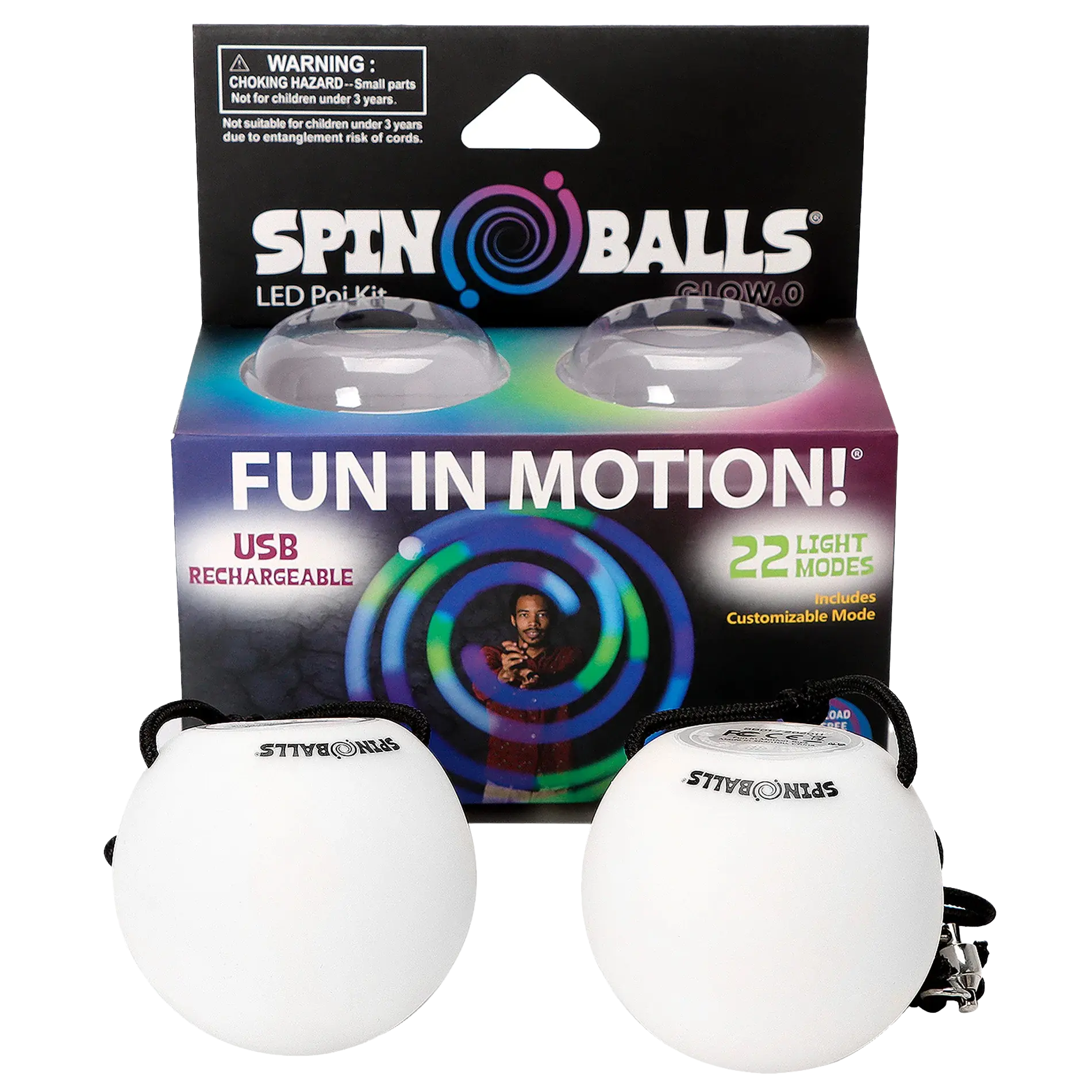 Spinballs Glow. 0 LED Rechargeable Poi Set K5